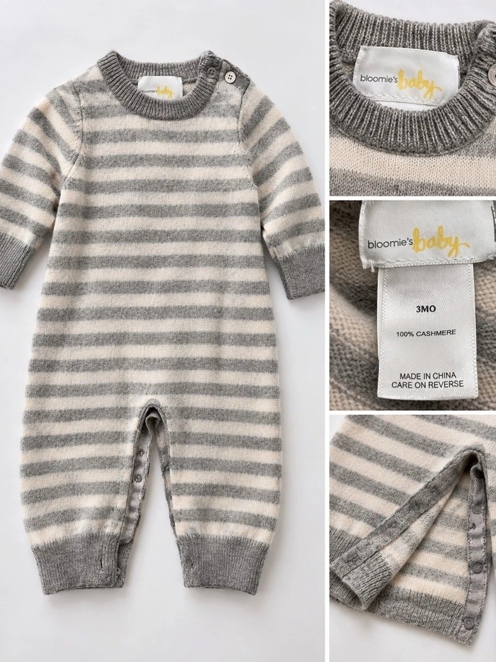 Bloomie's Baby 3M Cashmere Striped Footie Like New
